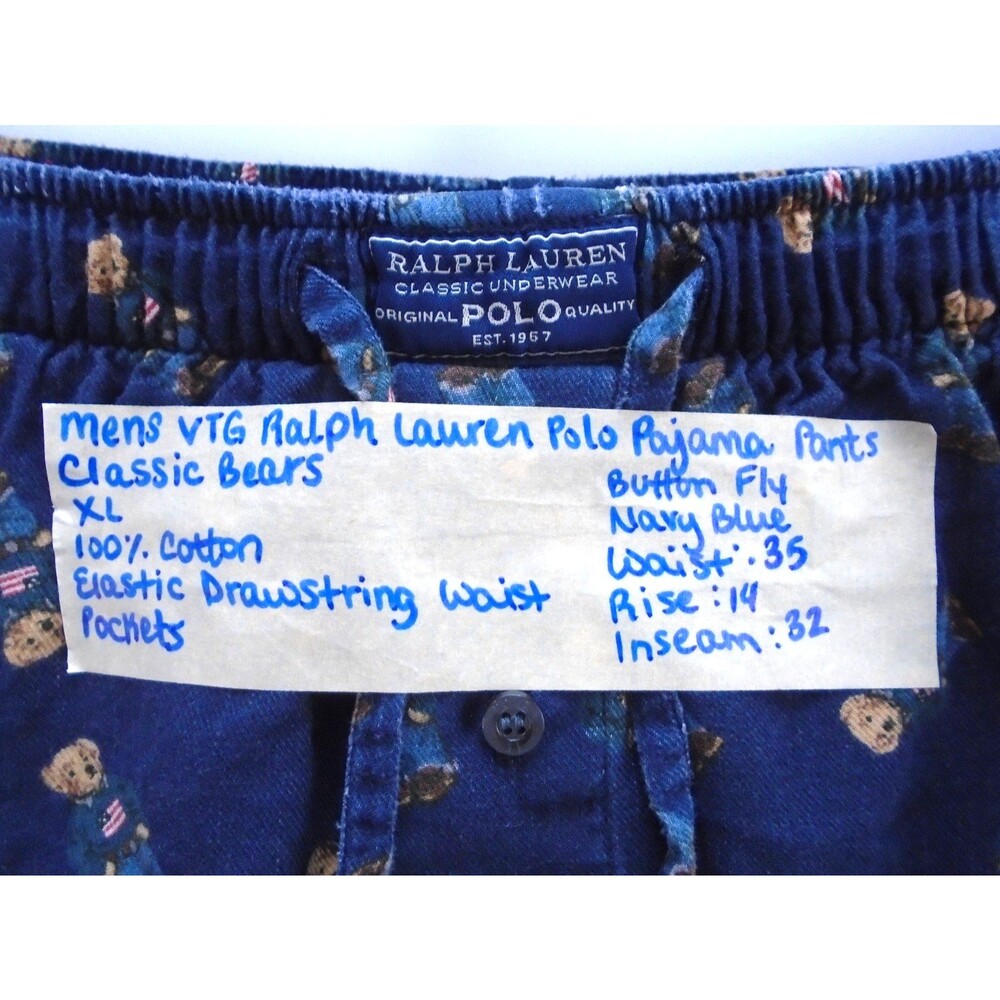 Polo Ralph Lauren Men Size XL Iconic Polo Bear American Flag Pajama Lounge Pant - Picture 4 of 9